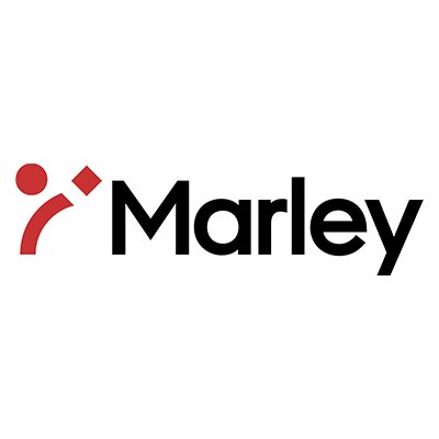 Marley brand logo with stylized red abstract icon and black text.