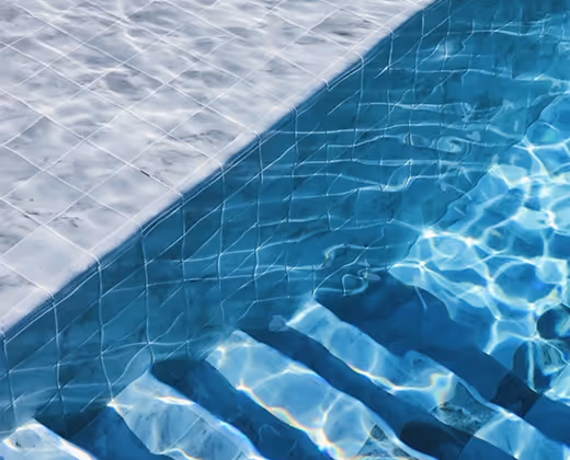 Sun hitting a clean pool