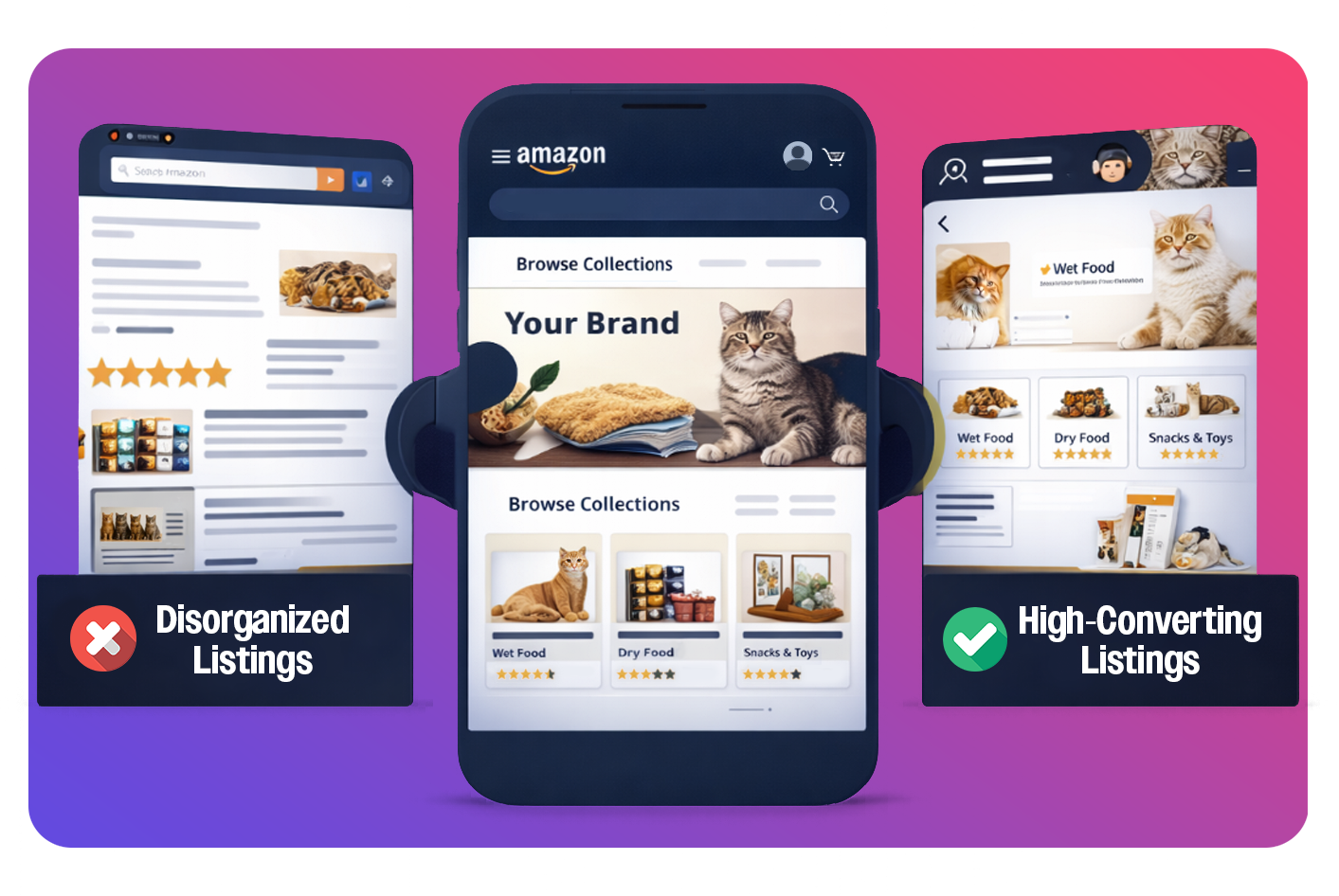 Amazon Storefront - Disorganized vs High-Converting Listings