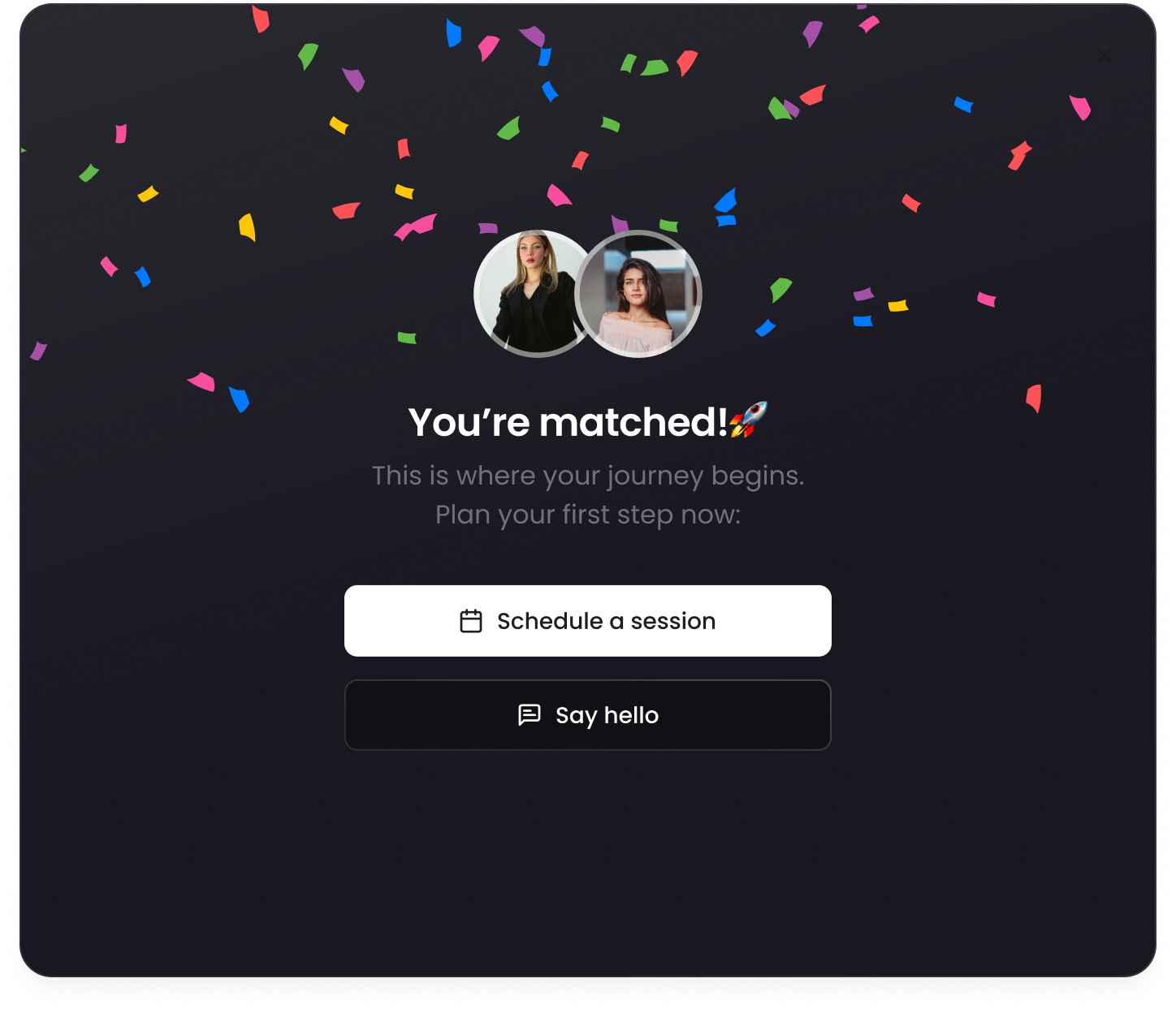 Thrive Mentoring - You’re matched screen - Mentor matching software
