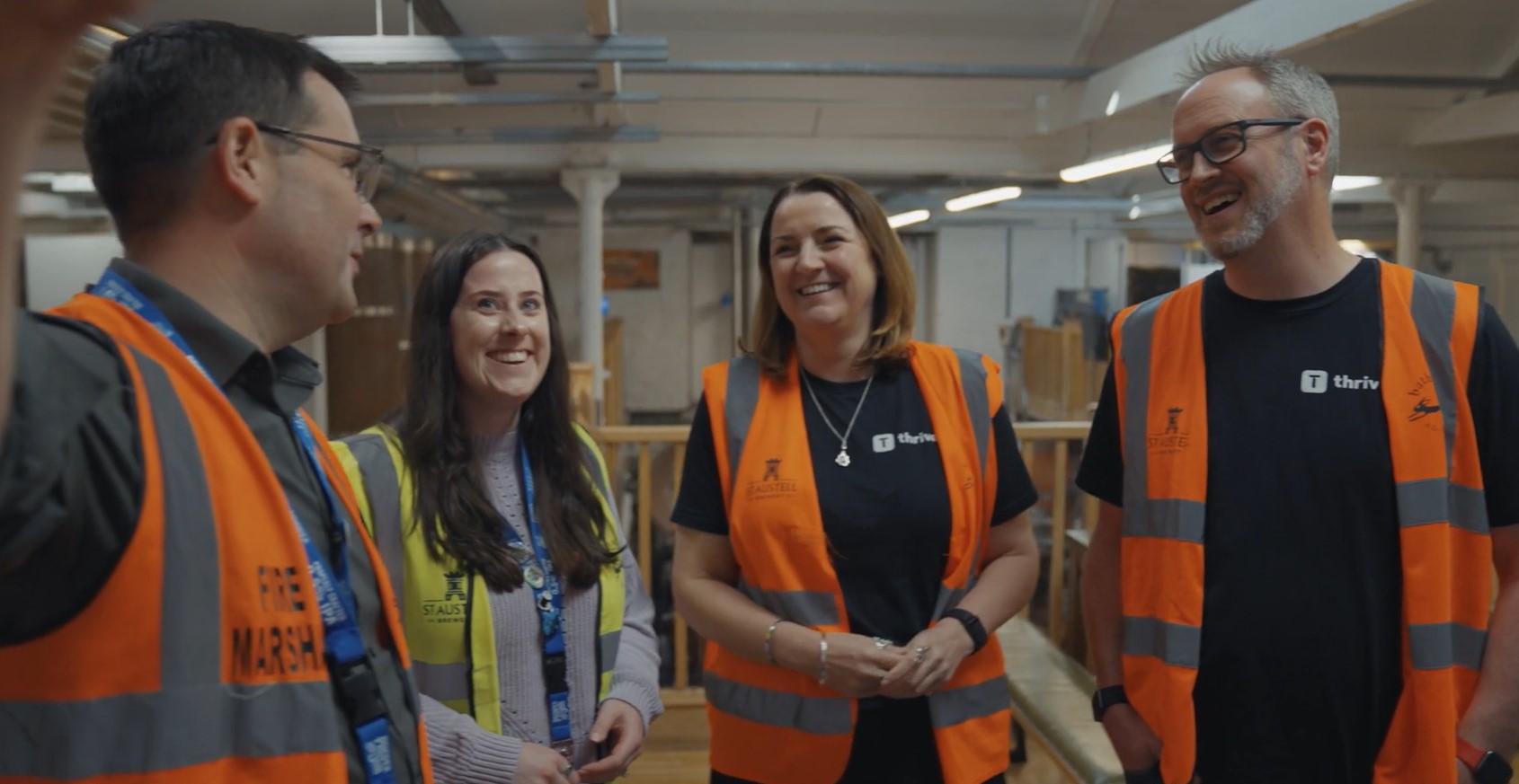 St Austell Brewery employees in high-vis vests