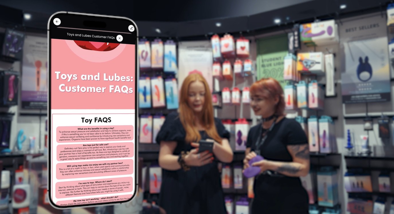 Ann Summers retail employees completing mobile training on Thrive