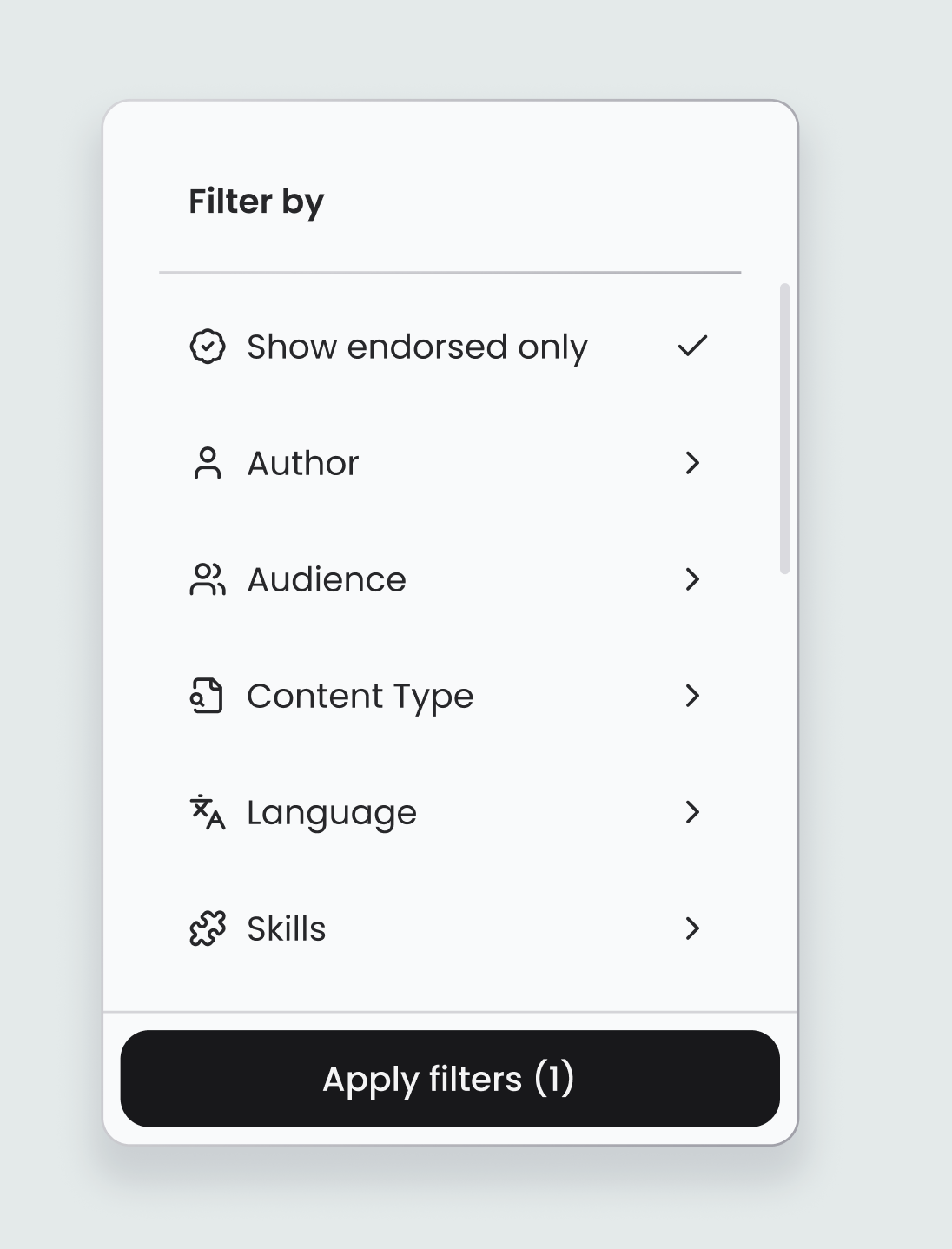 Advanced content filtering on the Manage Content page