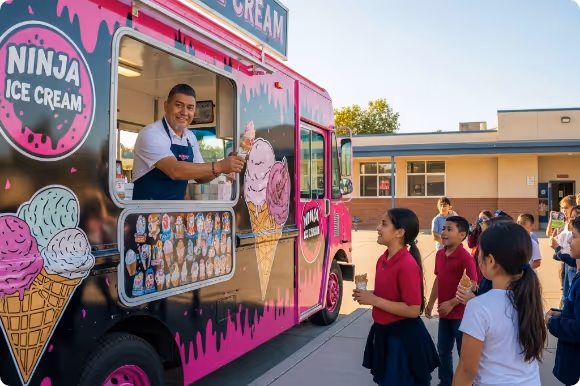 Ice cream truck rental for school event in MA state and NH state by Ninja Ice Creams Trucks