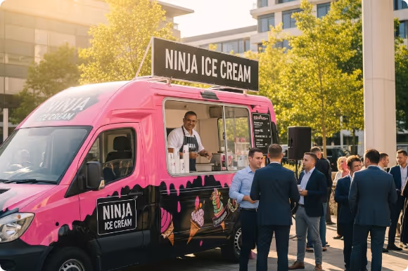 Ice cream truck rental for corporate event in MA state and NH state by Ninja Ice Creams Trucks