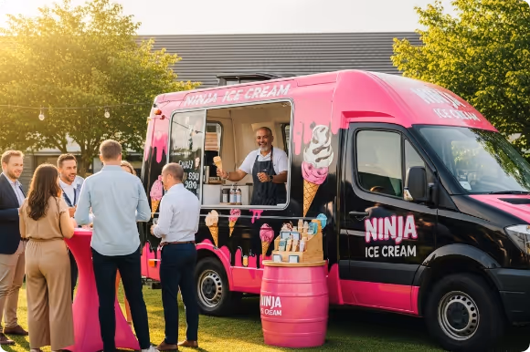 Ice cream truck rental for company outing in MA state and NH state by Ninja Ice Creams Trucks
