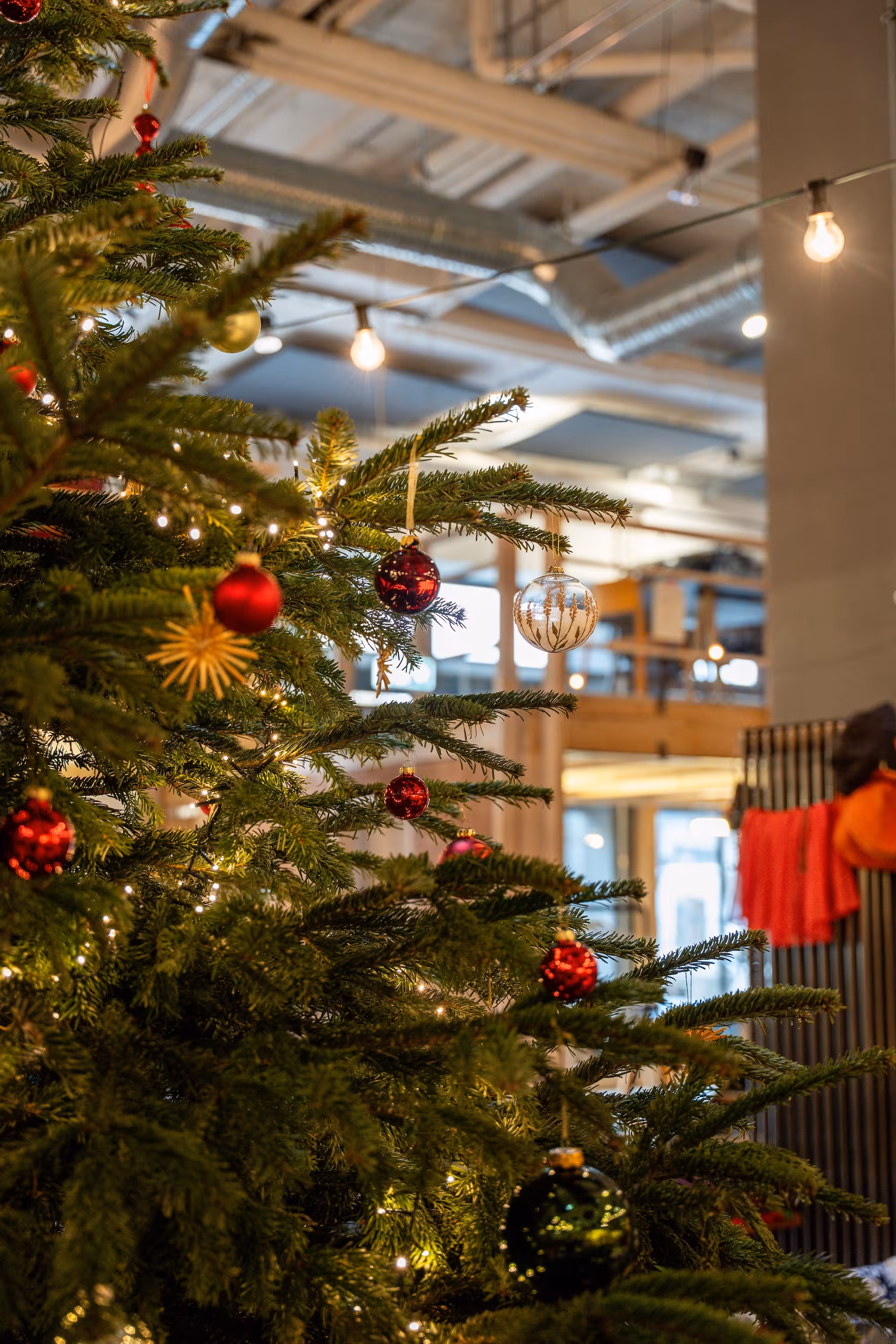 Weihnachtsbaum beim Secondhand-Basar von Sehbehindert – aber Richtig e.V. am zweiten Adventswochenende in München