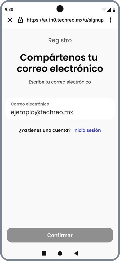 Email registration step