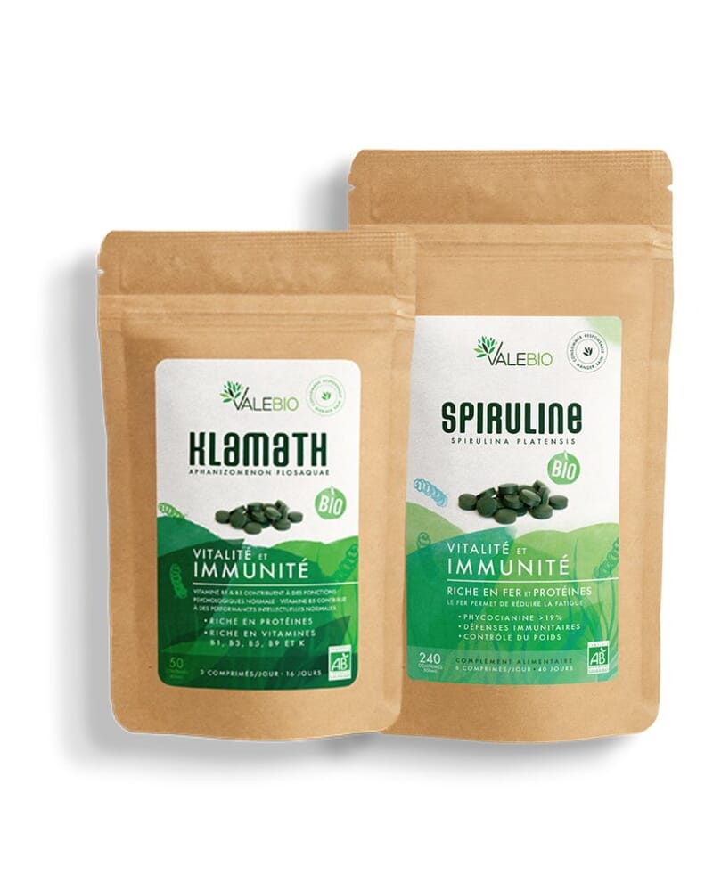 Pack klamath + spiruline - cure vitalité & immunité Valebio