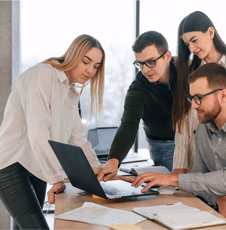 Team meeting behind bookkeeping success