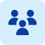 Blue square icon featuring a people icon