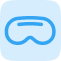A blue VR icon displayed on a white background, emphasizing its vibrant color contrast.
