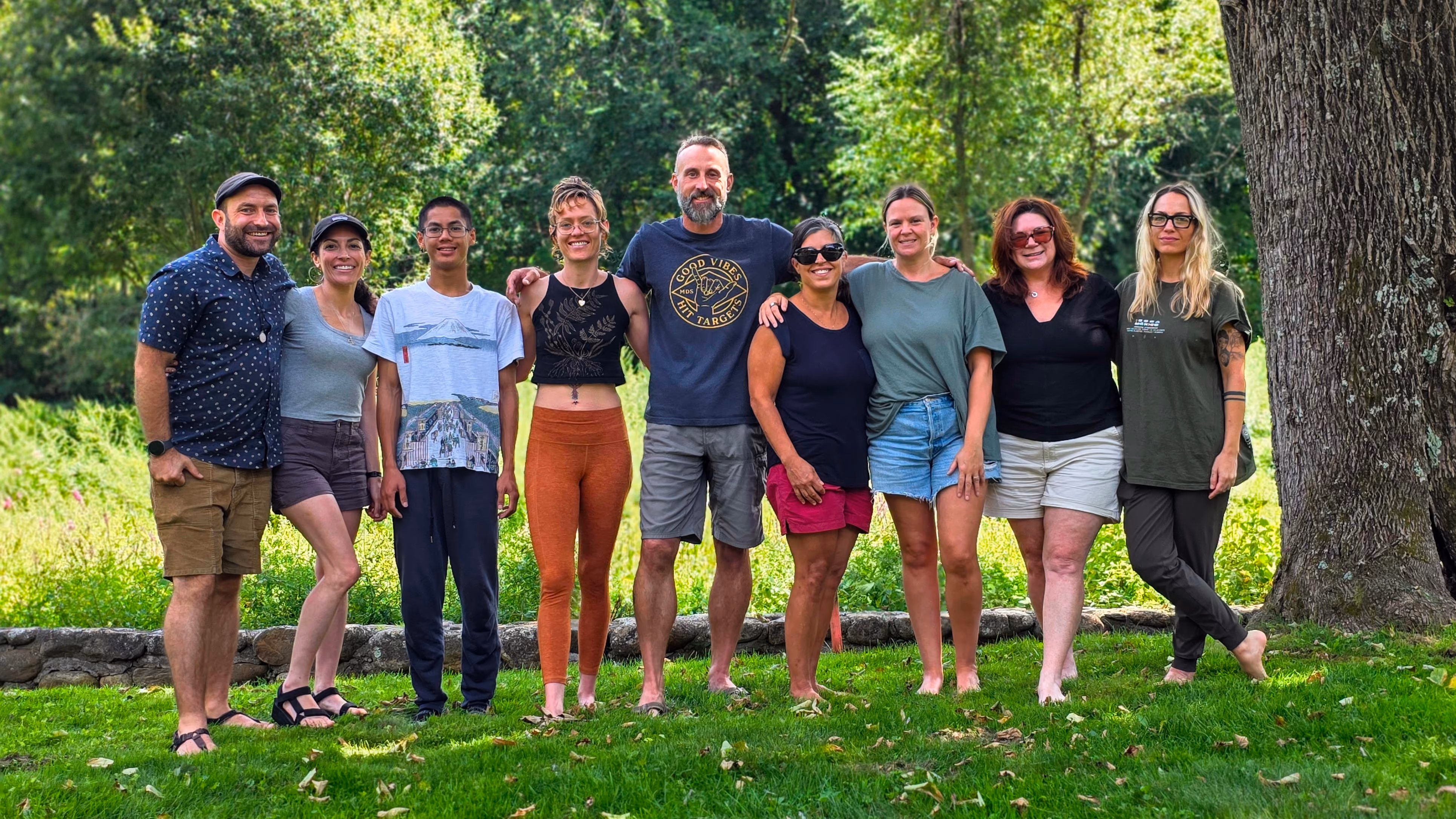 Guests and facilitators after a group session at a Root Healing retreat