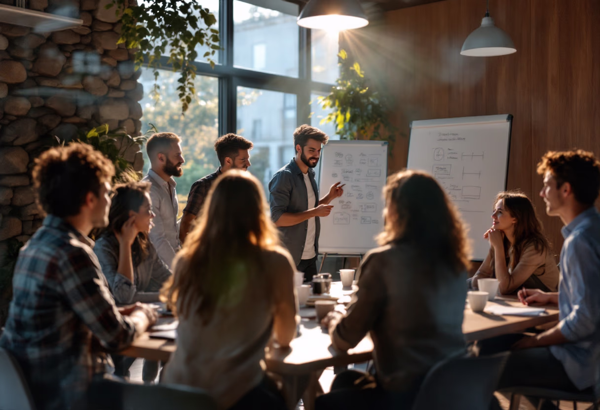 image of team discussion (for a hr tech)