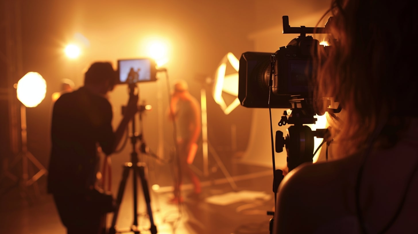 [background image] image of a film set for a film production company