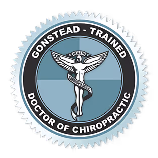 Gonstead trained Doctor of Chiropractic badge highlighting Gillis Family Chiropractic in Wyoming MI as one of only four clinics in the US offering this care.
