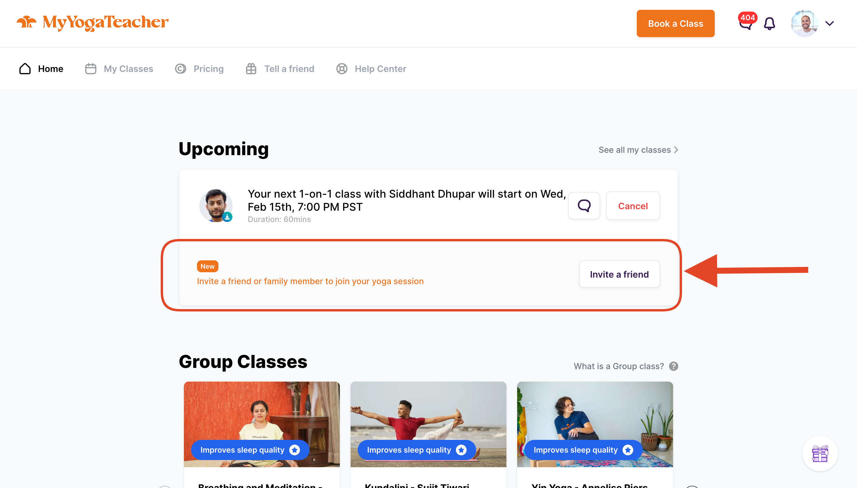 Invite Friends 1-on-1 sessions