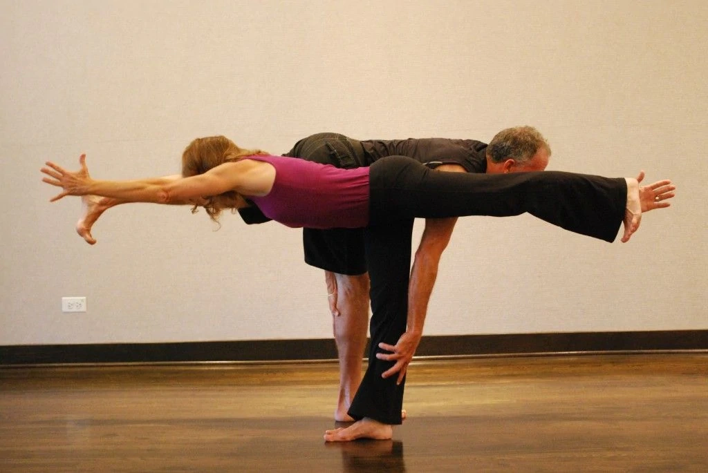 Warrior 3 yoga pose for 2 (beginner to intermediate level)