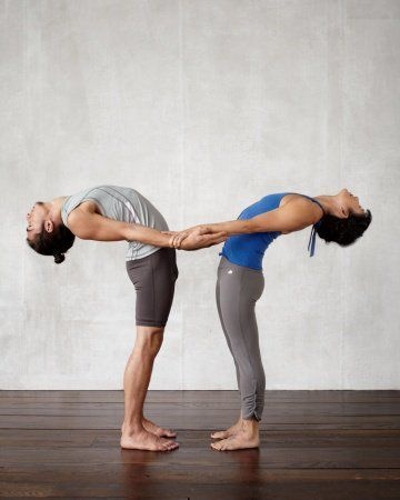 Couples backbend yoga pose (beginner level)