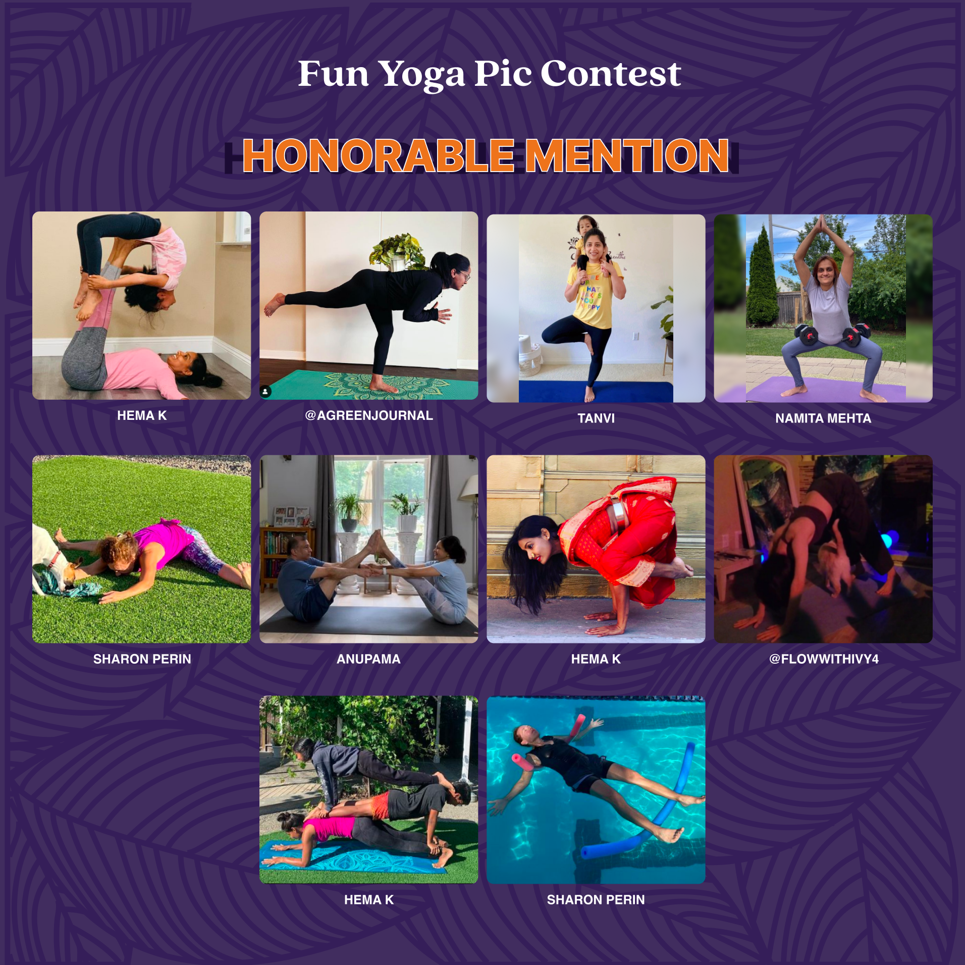 Fun Yoga Pic Contest Winner - Honorable Mentions