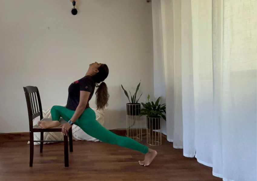 Chair pigeon pose