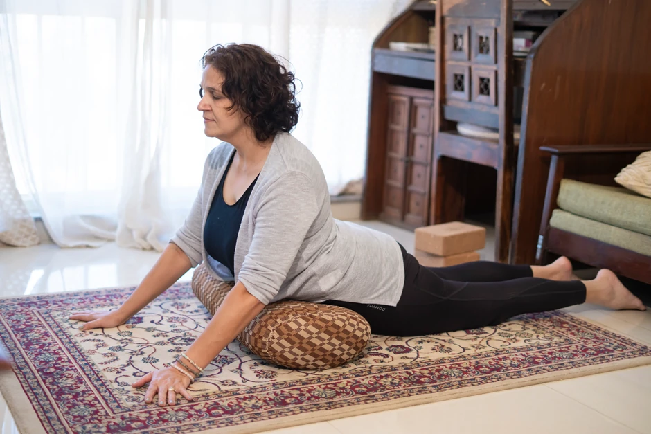 Cobra Pose with Props Restorative Yoga