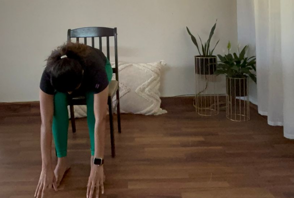 Seated Forward Bend Desk Stretch