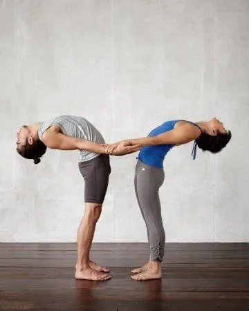Couples backbend yoga pose (beginner level)