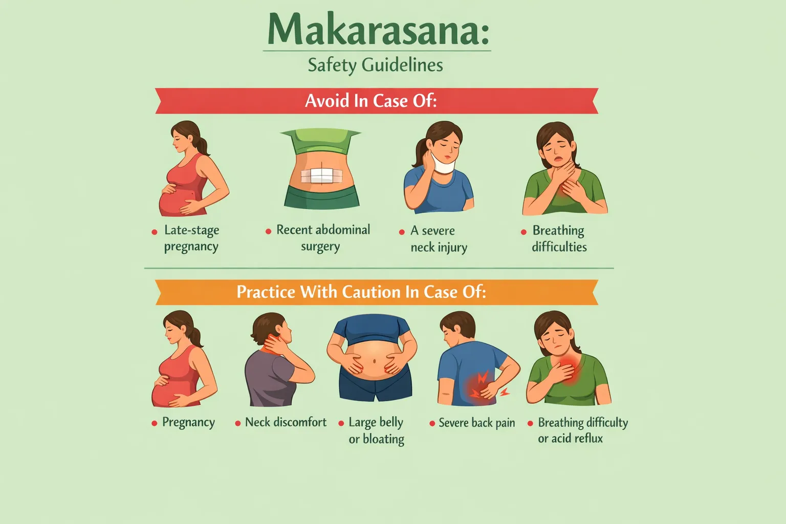 Makarasana Safety Guidelines