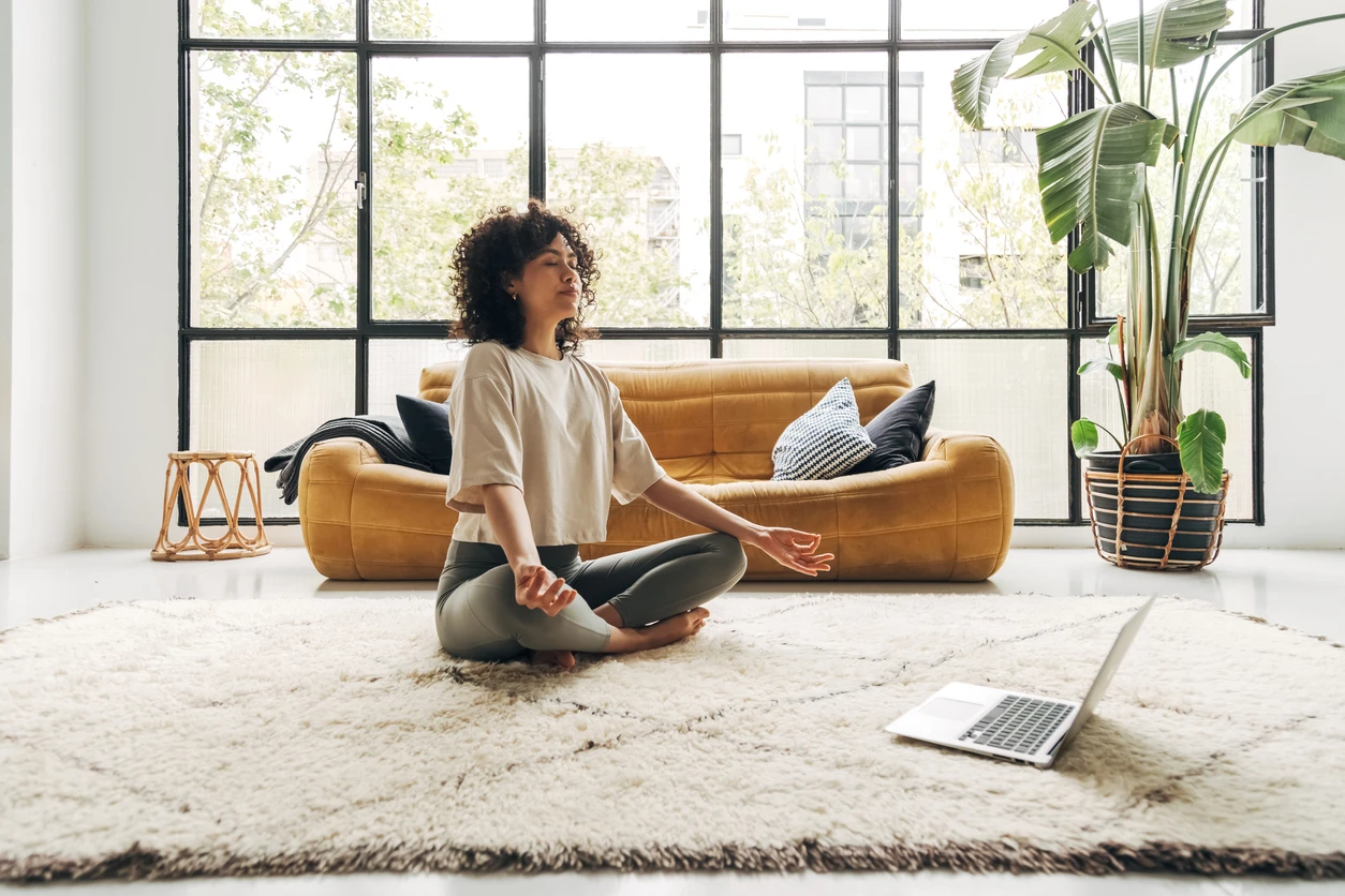 yoga for beginners at home - women practicing yoga at home