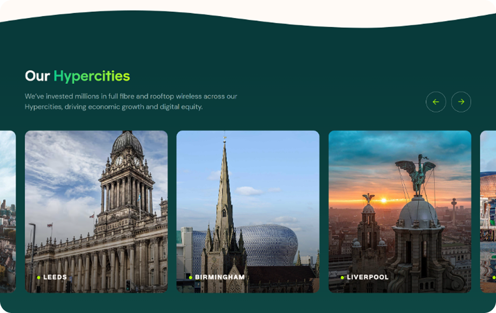 Elevate website feature section highlighting connectivity services, Webflow development by Tahi Studio