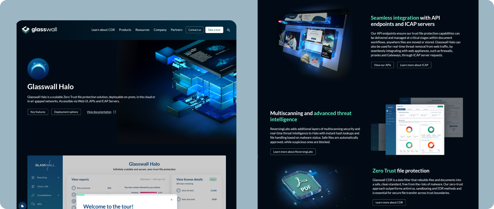 Glasswall website design detail by Tahi Studio, custom Webflow build for cybersecurity company