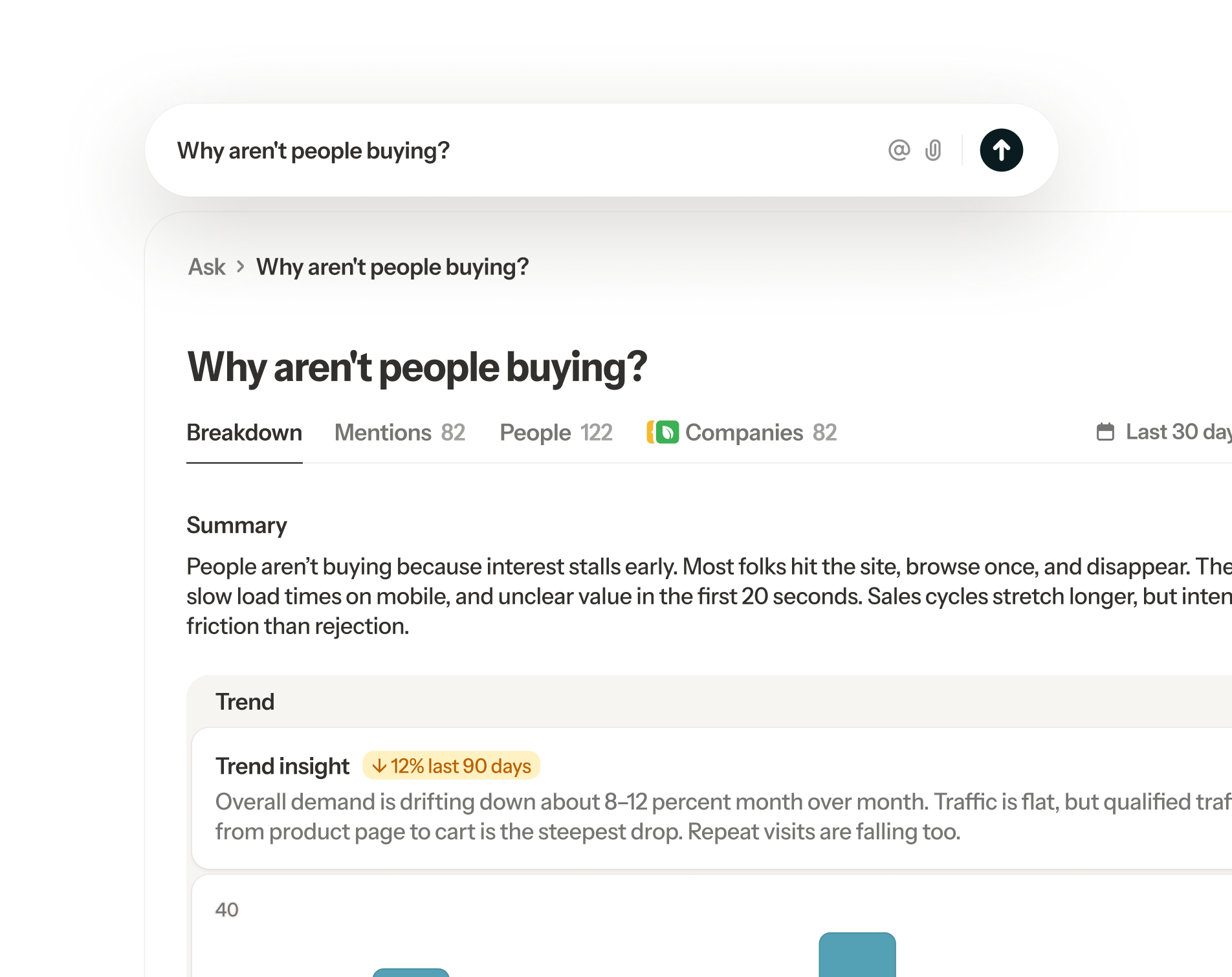 An example of Propane's deep research question follow-up system.