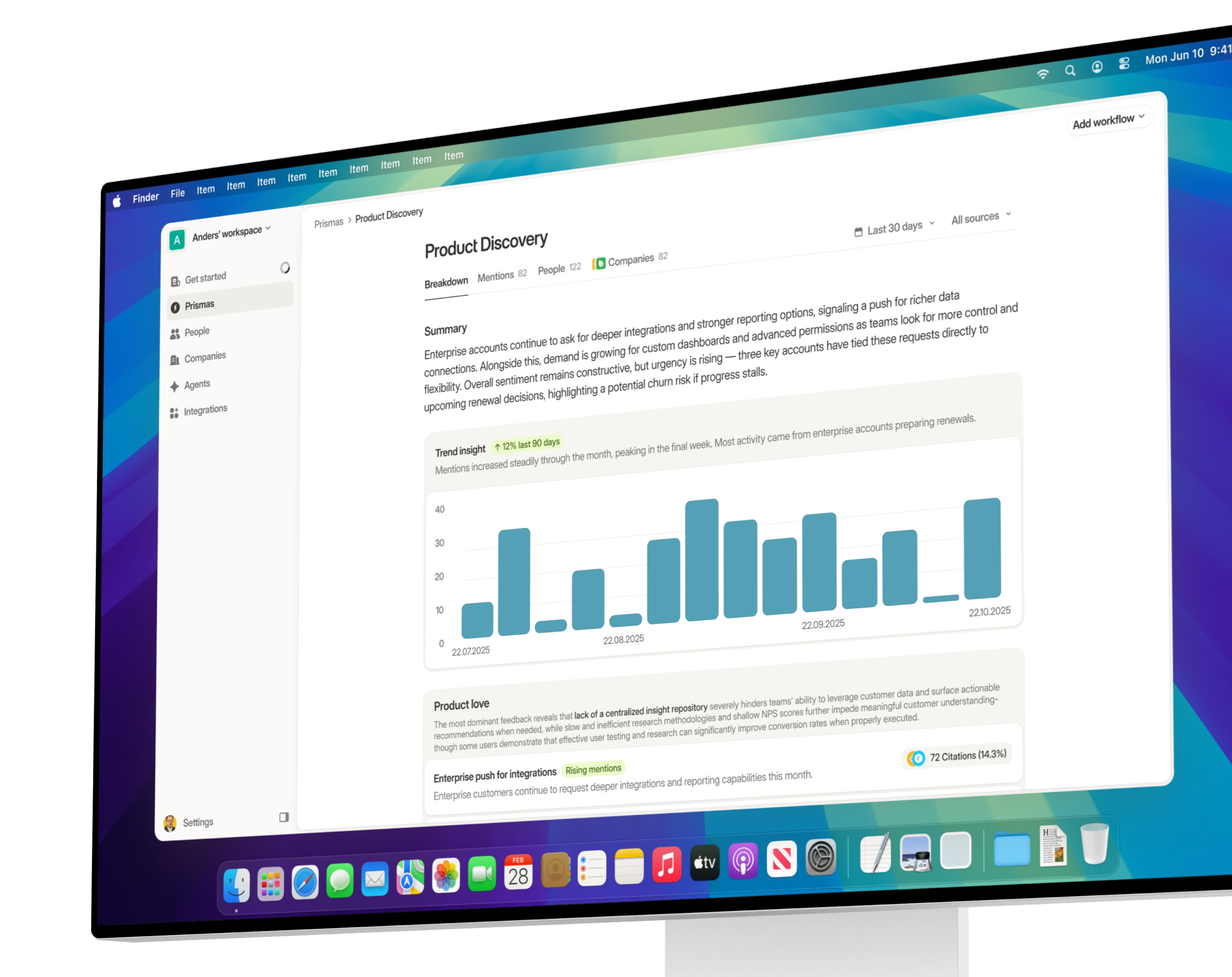 The example of Propane's customer intelligence dashboard.