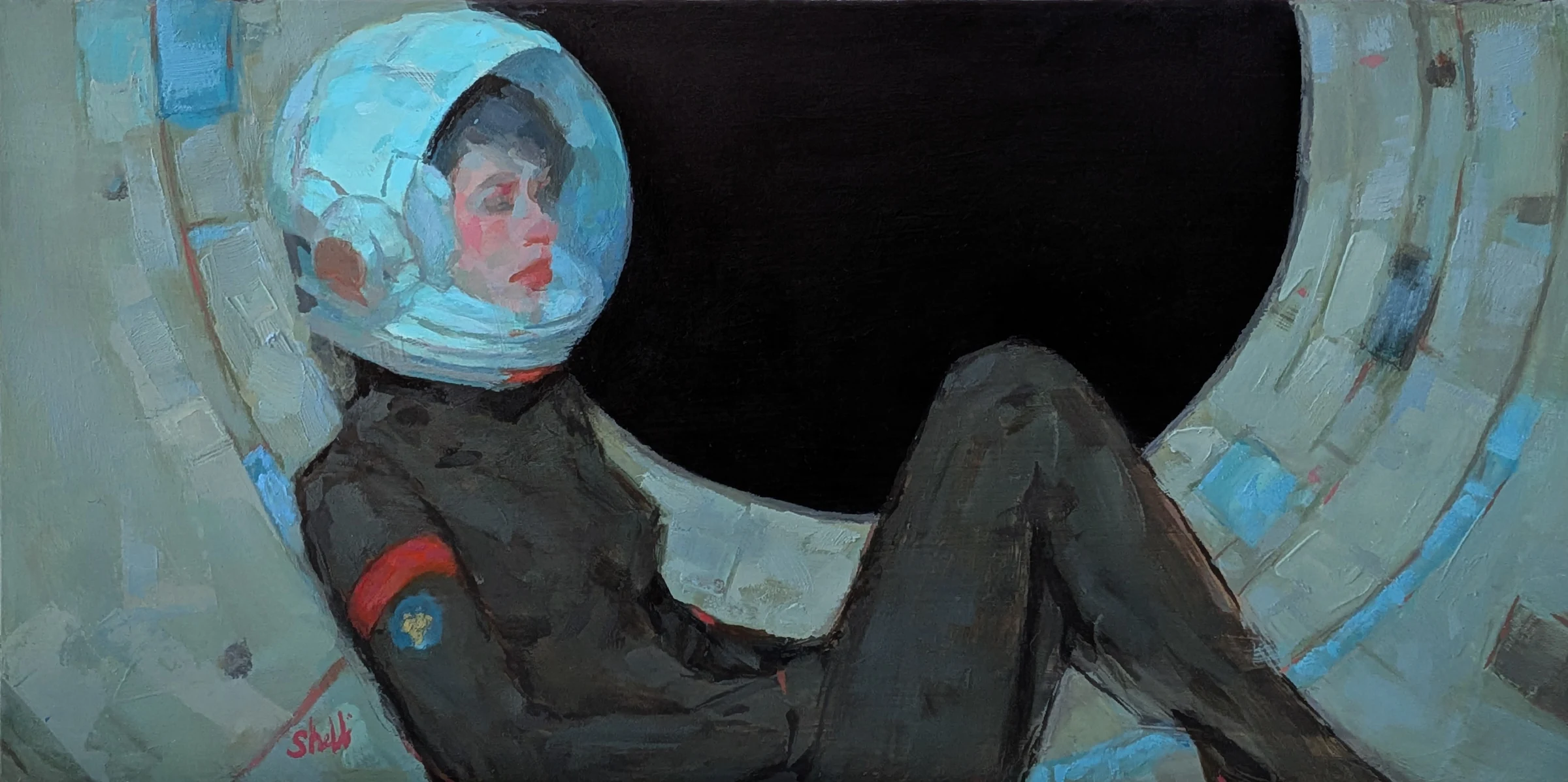 She Floats in the Quiet, an original painting by Shelli Langdale