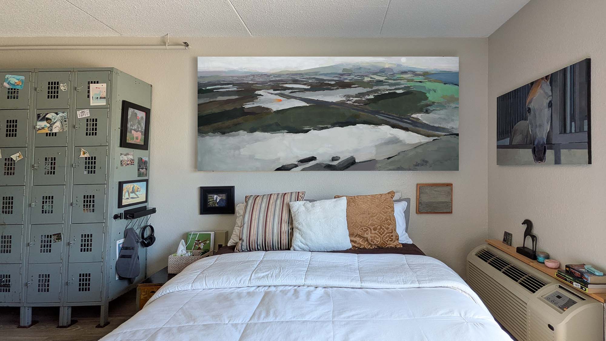 oil painting of a landscape with areas of snow in situ