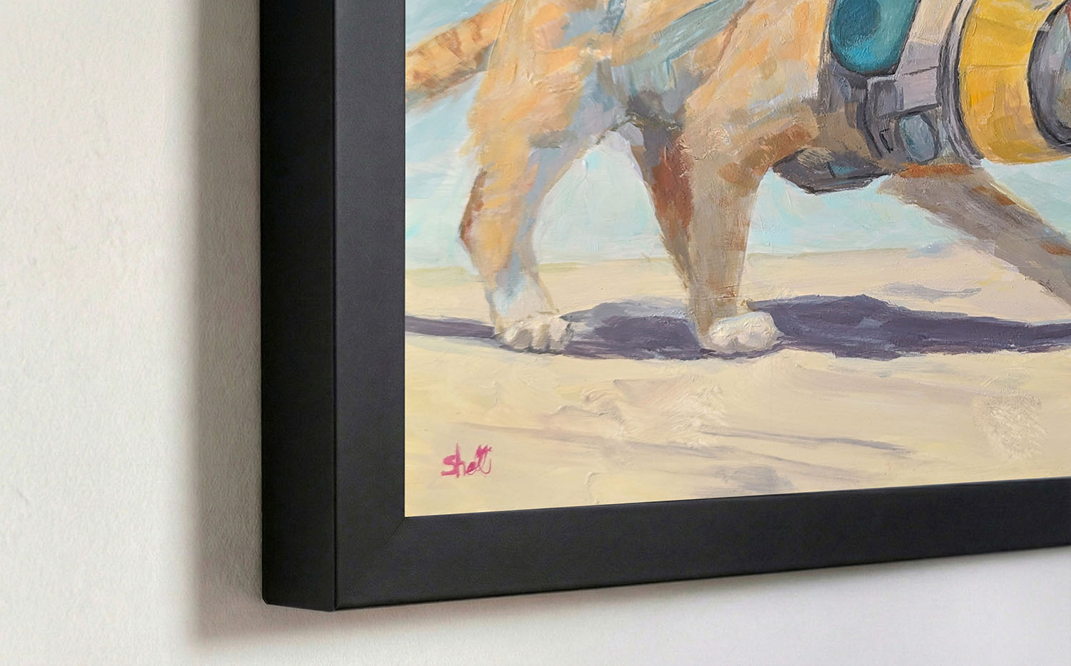 painting of cat wearing space exploring gear