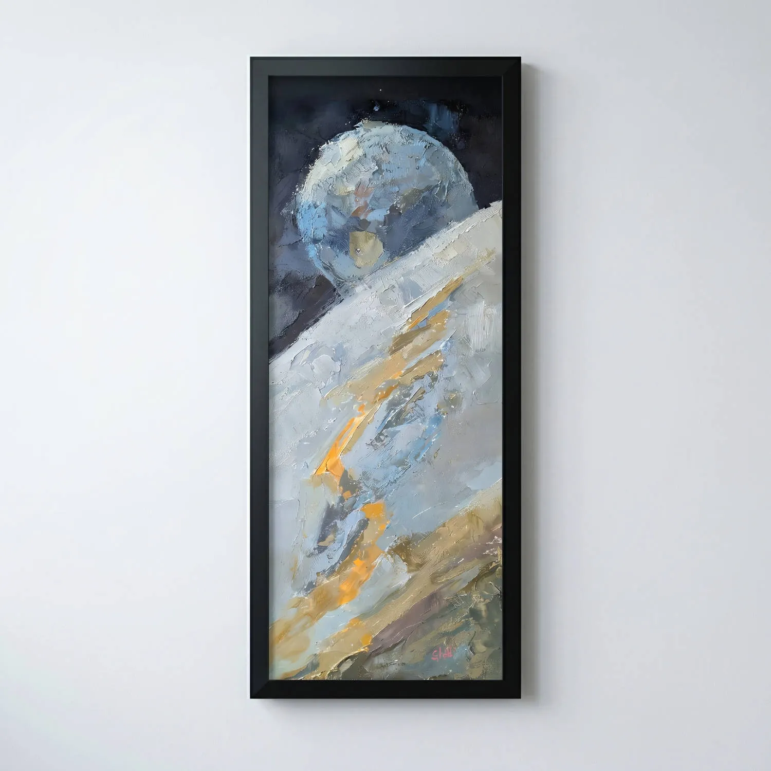 painting of a celestial body view from the surface of another celestial body