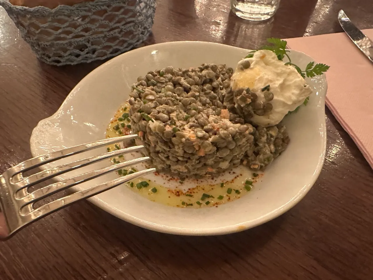 Lentil salad at Brasserie Rosie