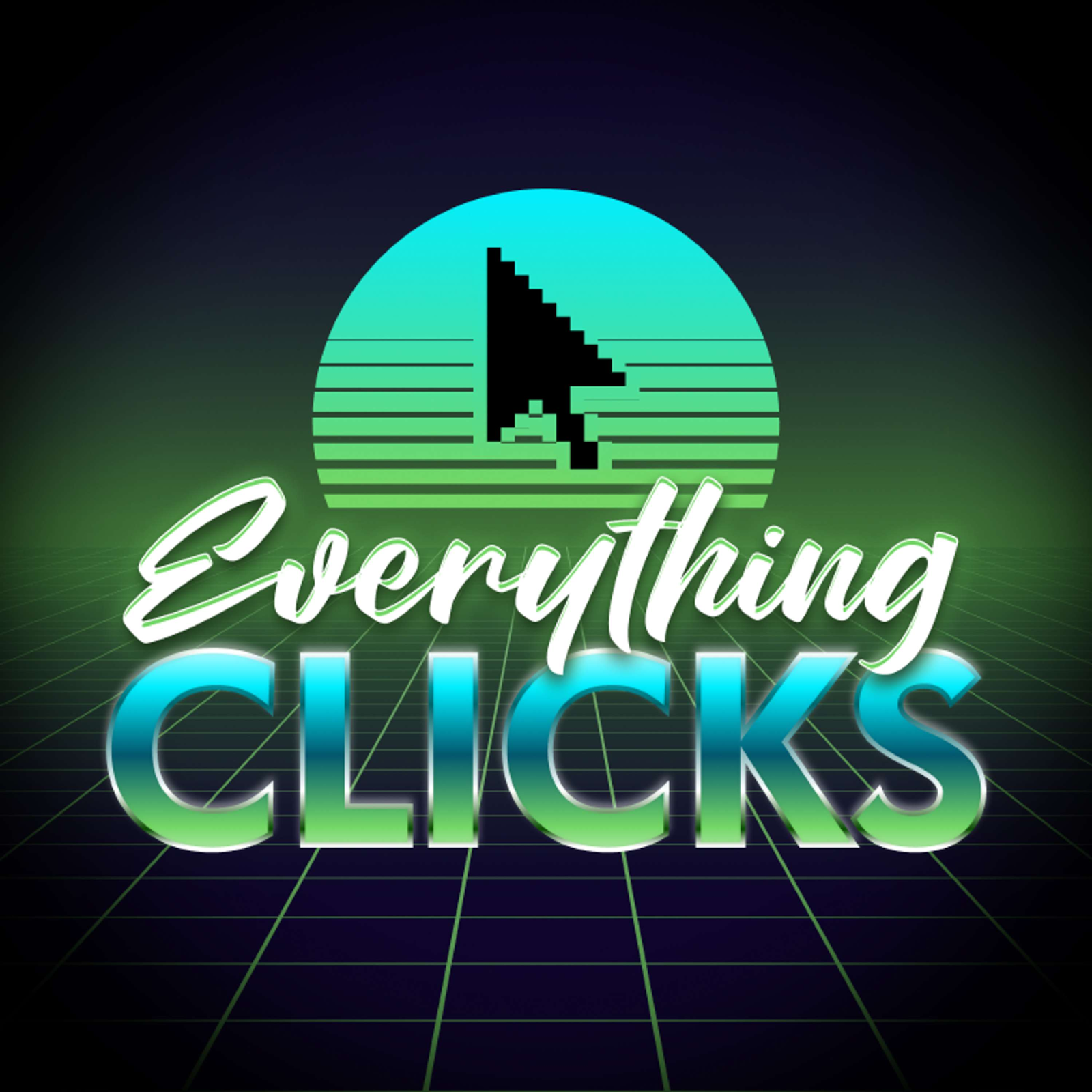 Everything Clicks retro themed podcast artwork