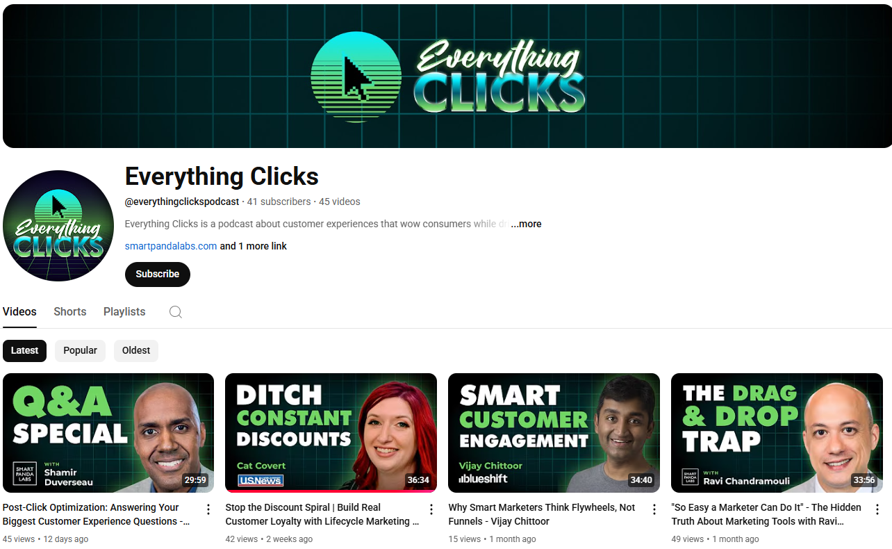 Everything Clicks Podcast YouTube landing page