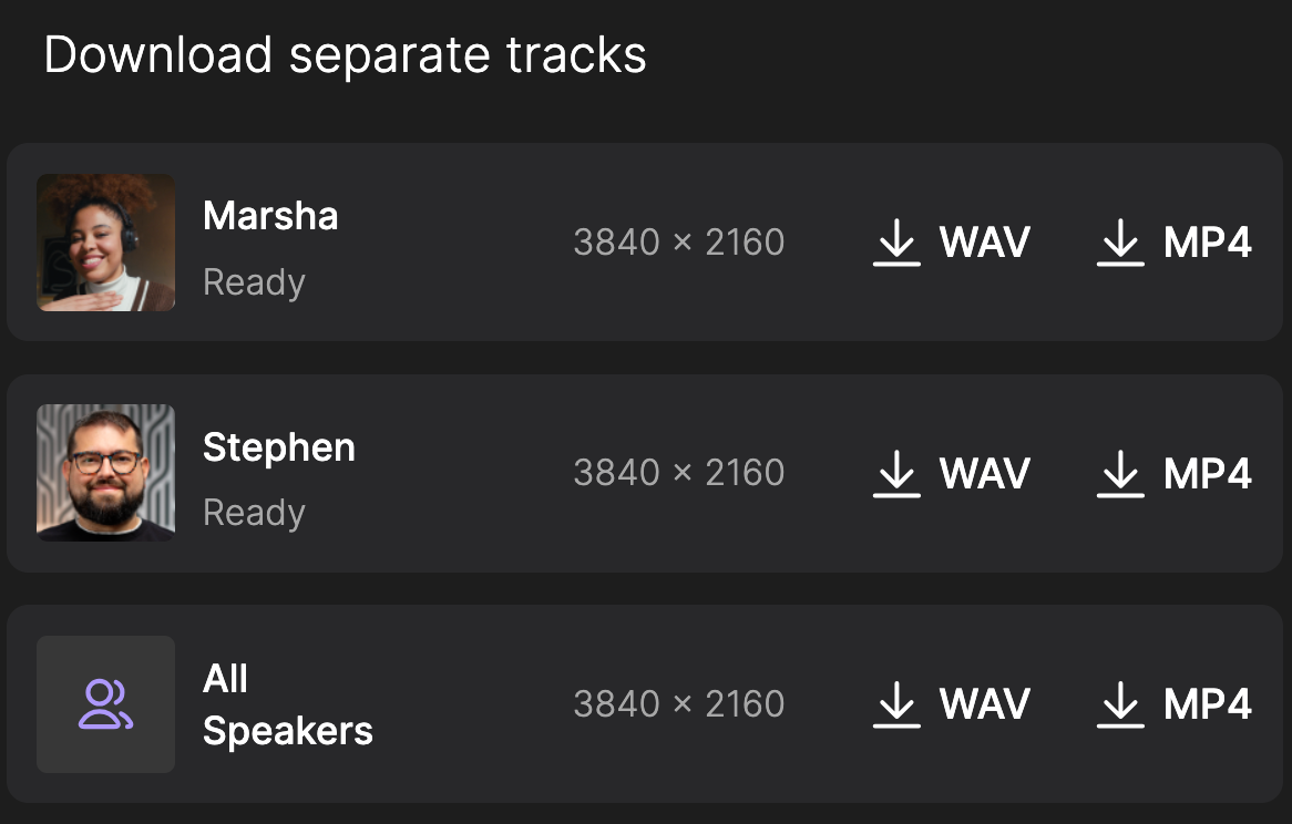 Riverside.fm podcast separate audio recordings