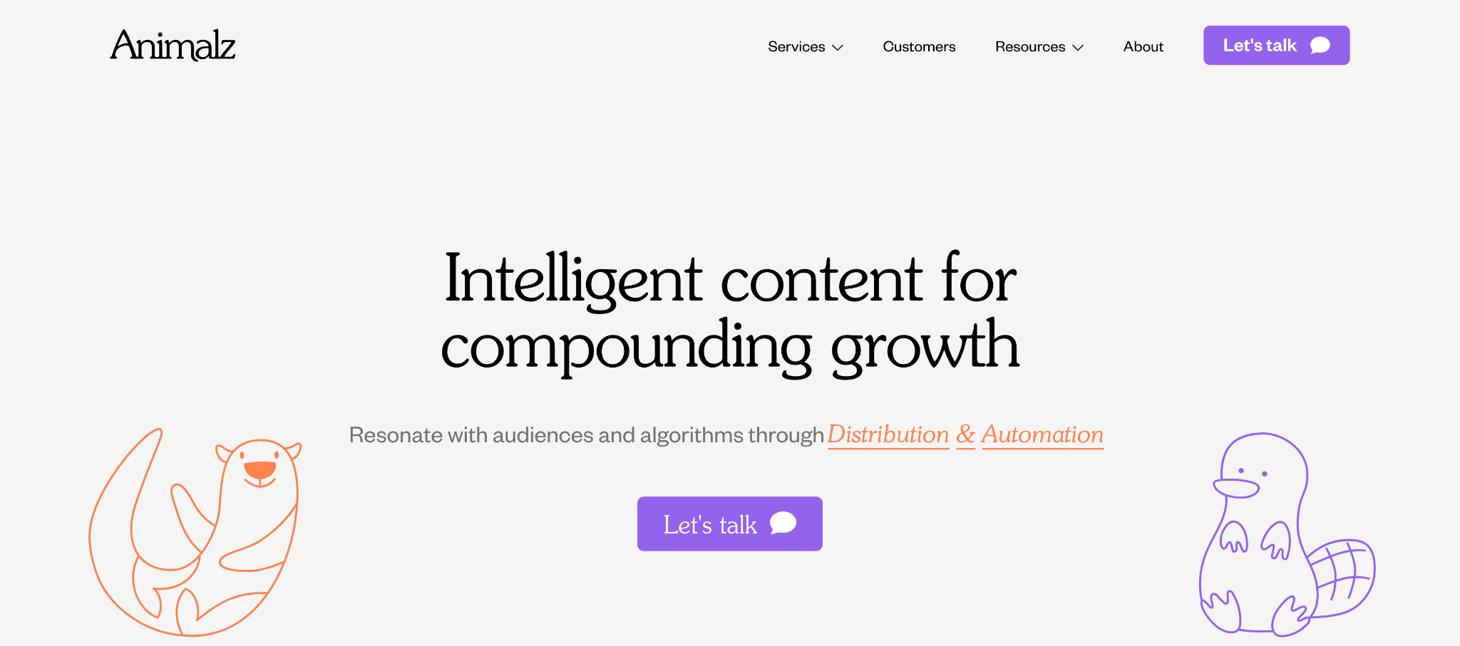 animalz content marketing agency homepage