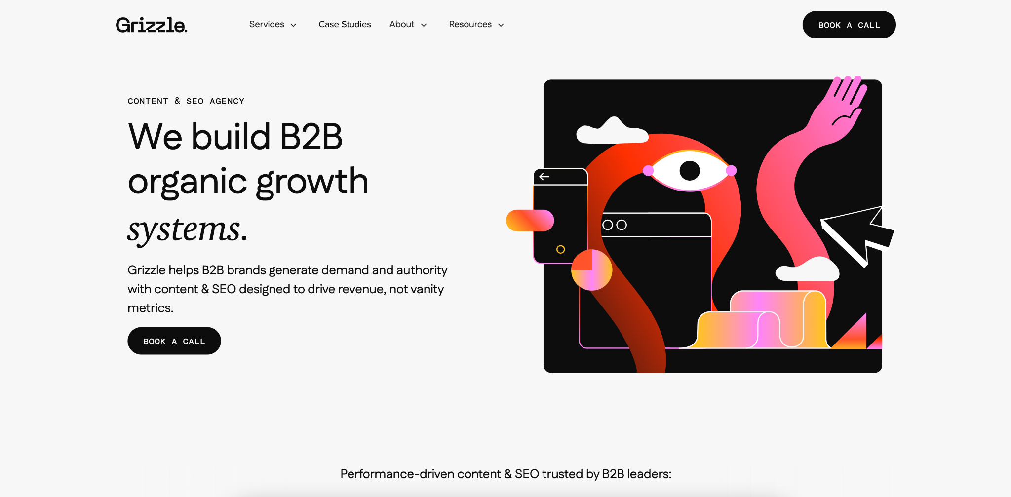 Grizzle B2B SaaS agency homepage