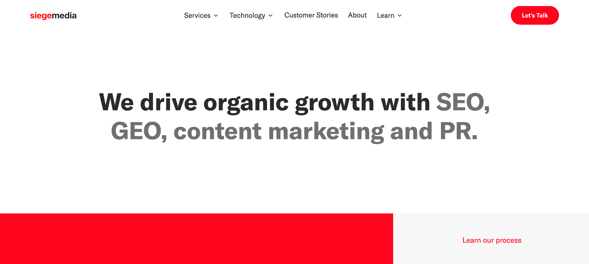 Siege Media agency homepage