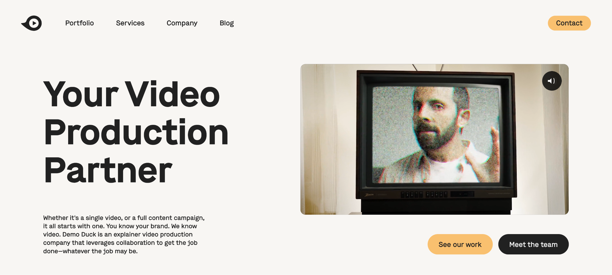 Video production agency Demo Duck homepage