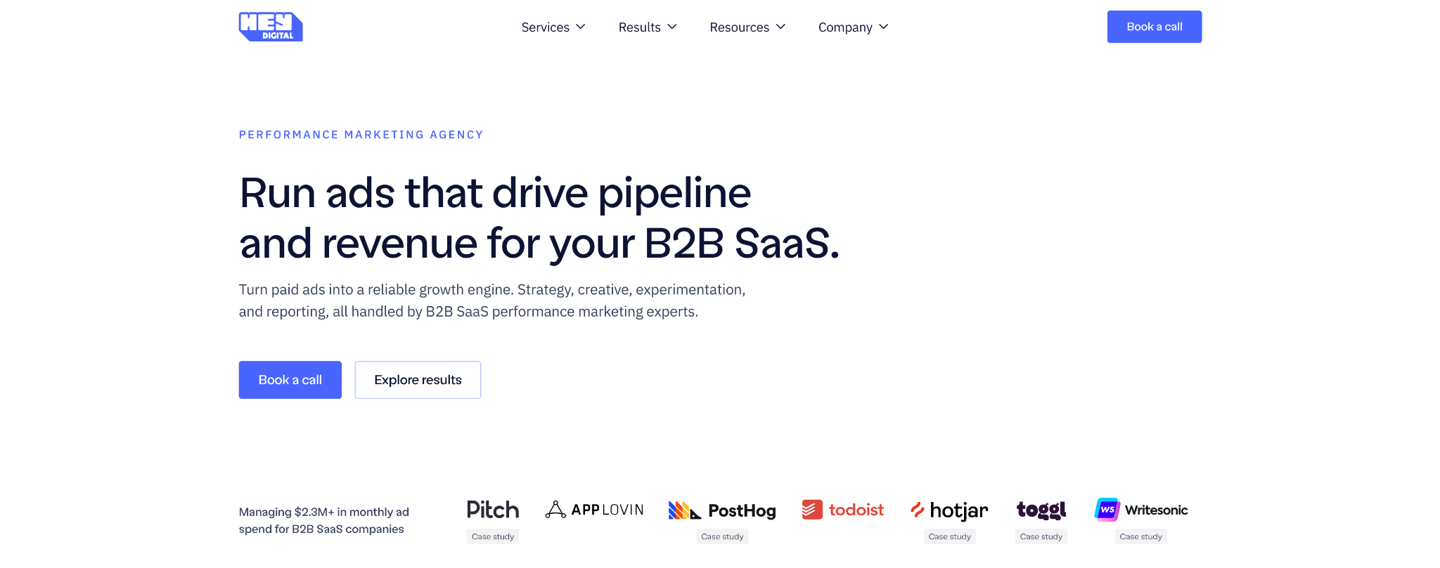 B2B SaaS video agency Hey Digital homepage