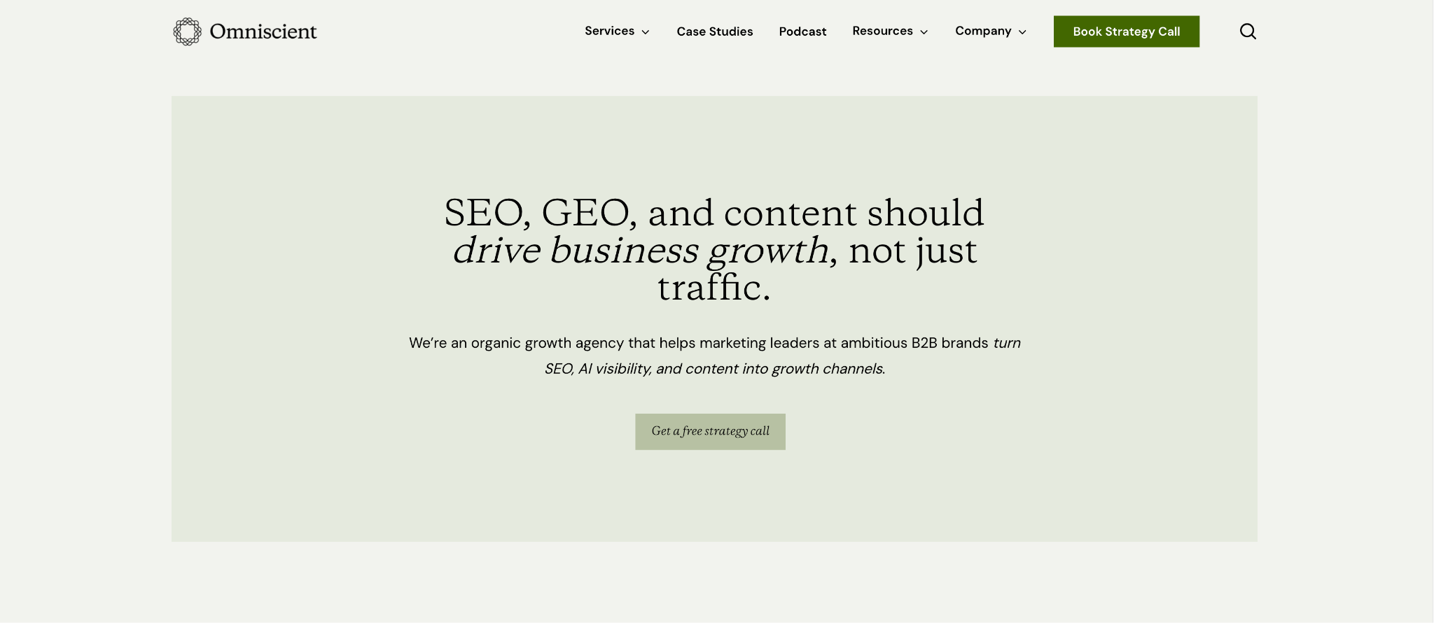 Omniscient Digital B2B organic growth agency homepage