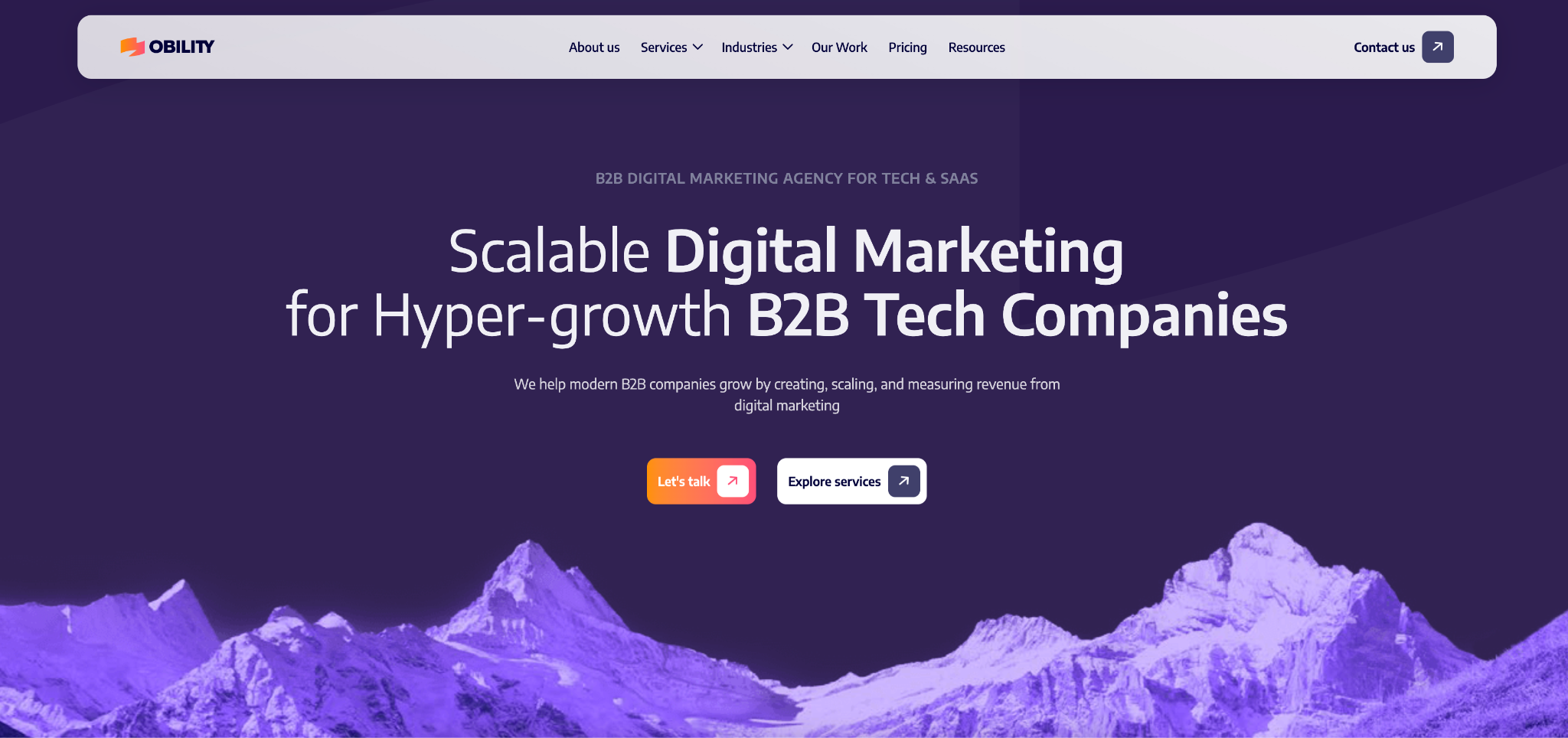 Obility B2B digital marketing agency homepage