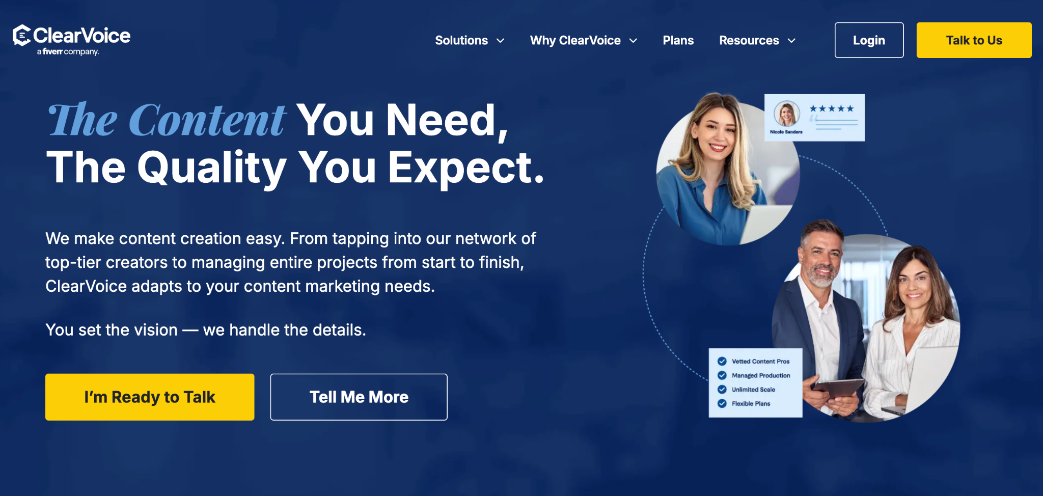 ClearVoice best SEO content writing services homepage